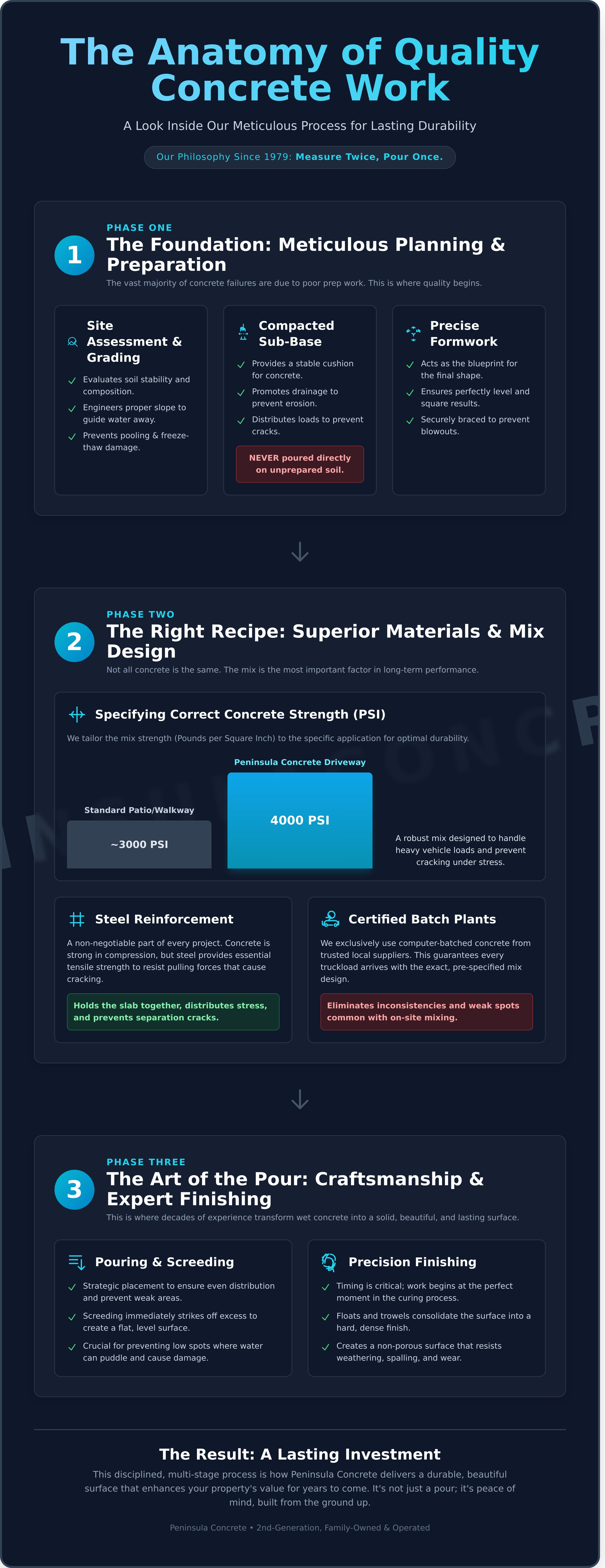 How We Ensure Quality Concrete Work from Start to Finish - Infographic