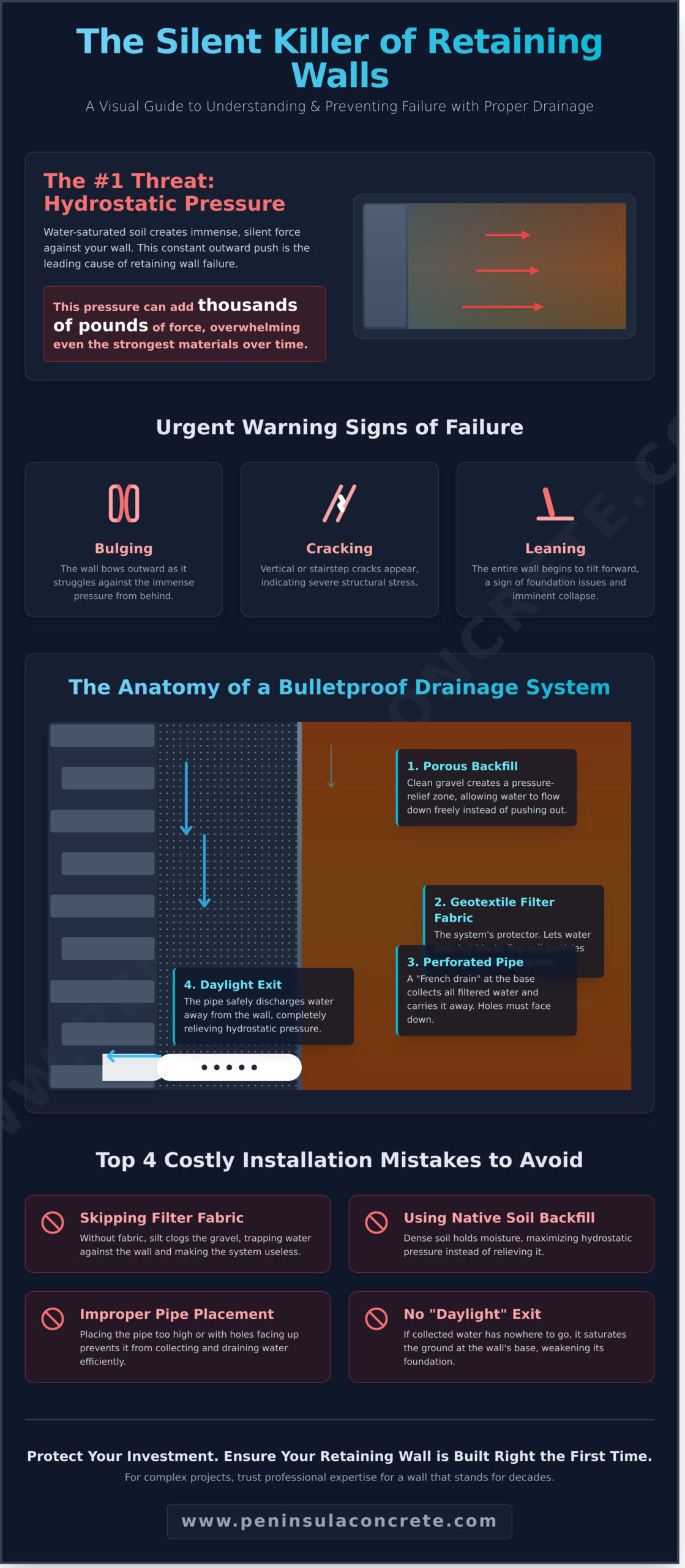 Retaining Wall Drainage: A Complete Guide to Protecting Your Wall - Infographic