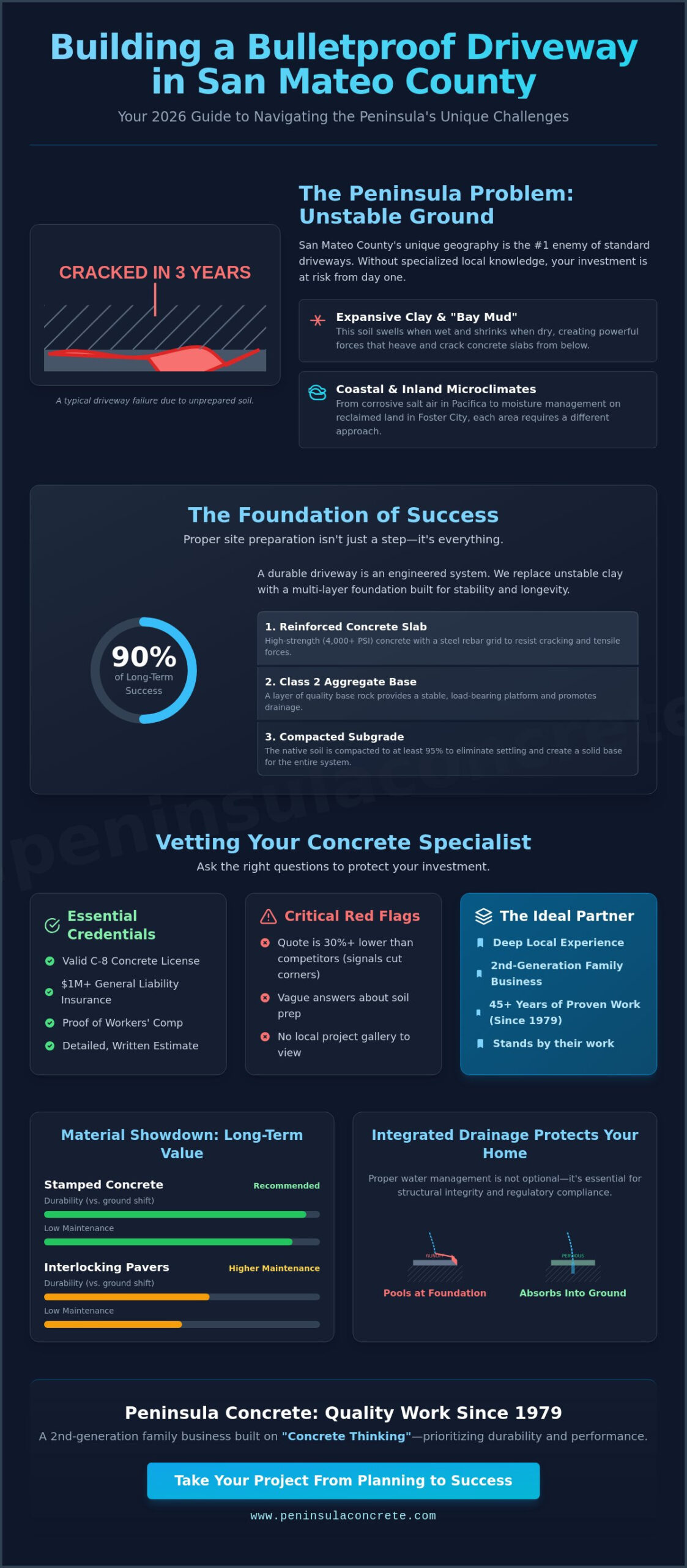 Expert Concrete Driveway Contractors in San Mateo County: The 2026 Homeowner’s Guide - Infographic