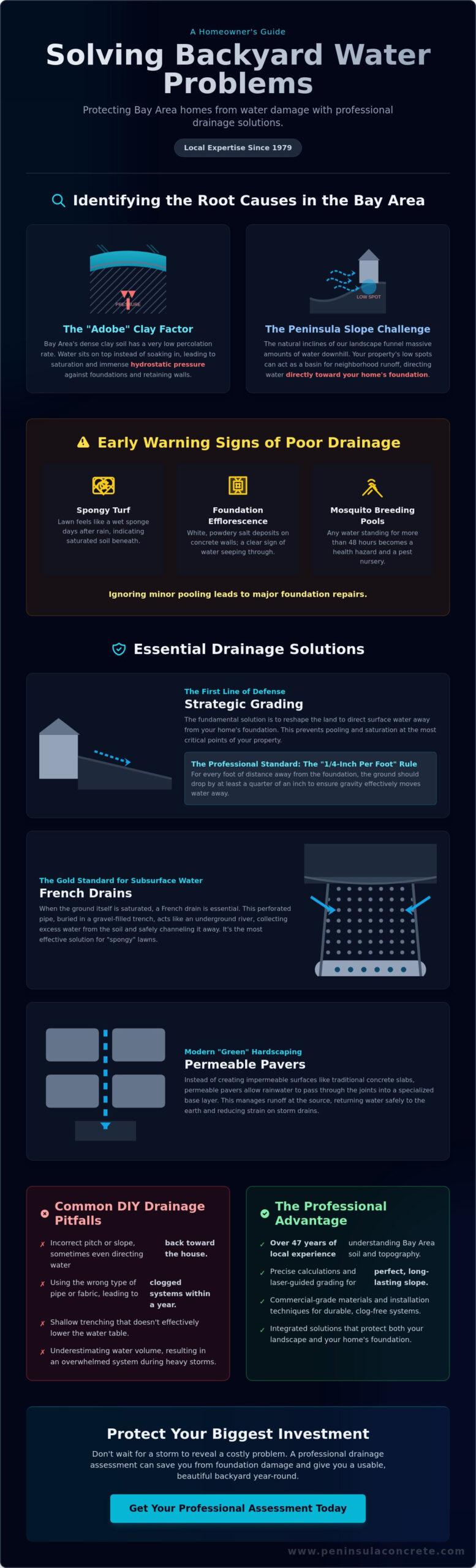 Solving Backyard Water Problems in the Bay Area: A 2026 Homeowner’s Guide - Infographic