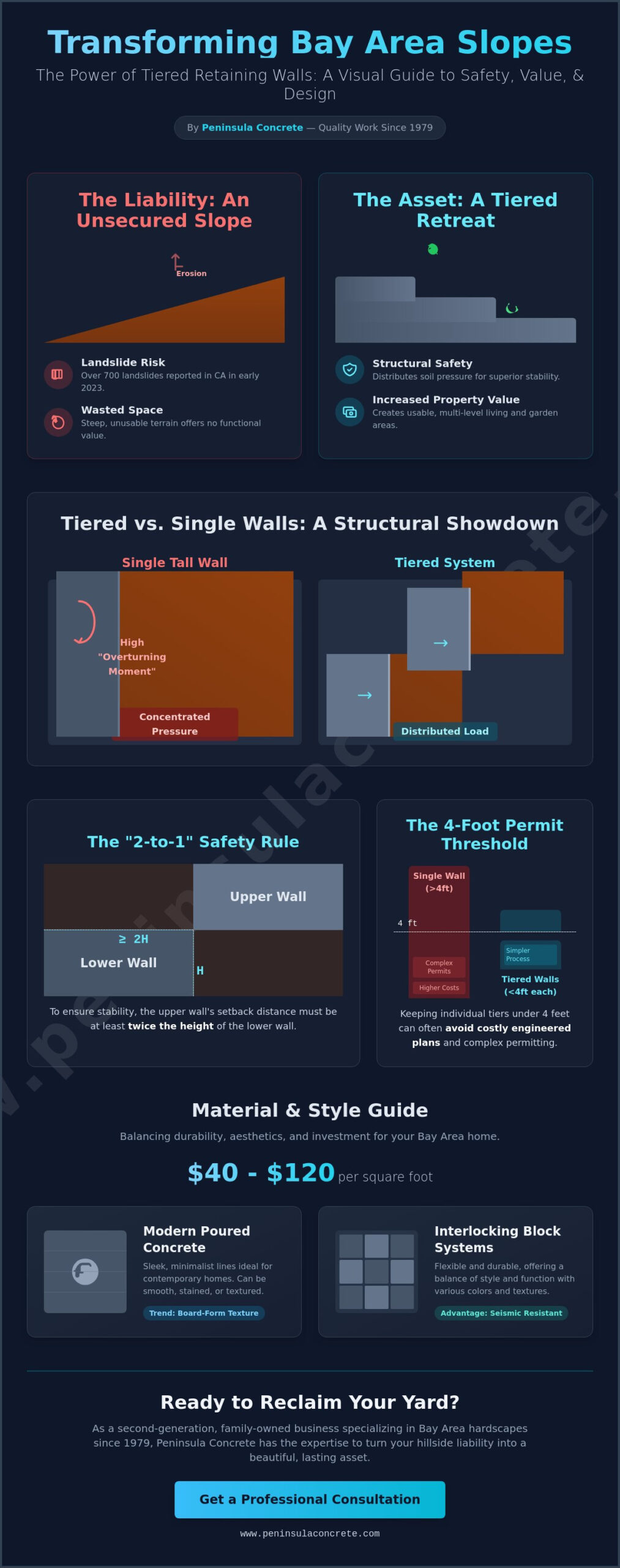 15 Creative Tiered Retaining Wall Ideas for Bay Area Slopes in 2026 - Infographic