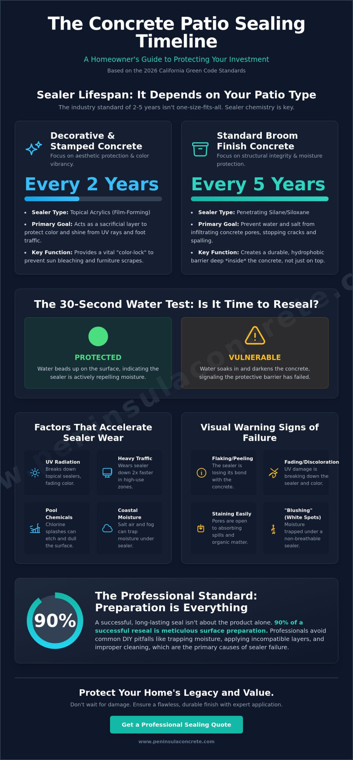 How Often to Seal a Concrete Patio: The 2026 Homeowner’s Maintenance Guide - Infographic
