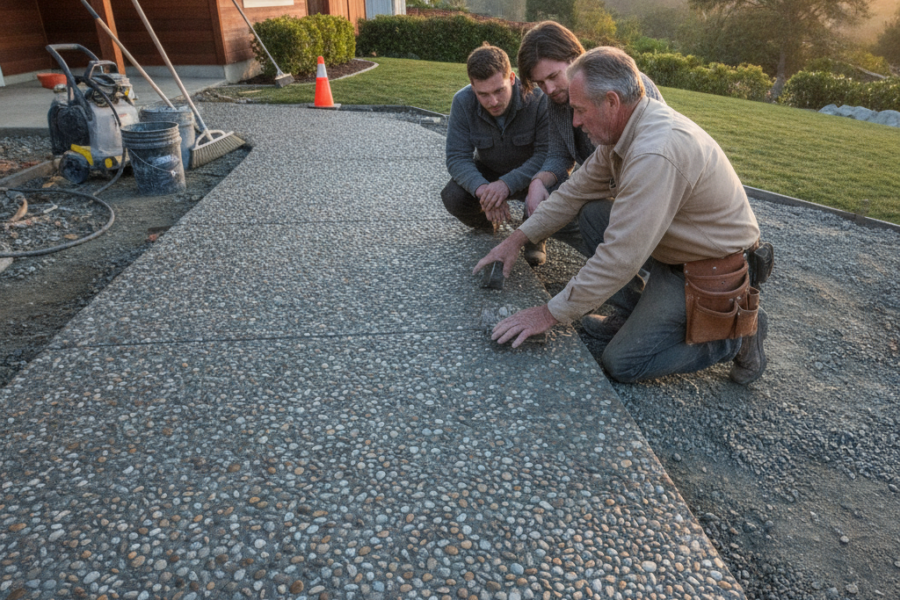 Exposed Aggregate Concrete in Belmont: What It Is, How It’s Done, and Whether It’s Right for Your Project