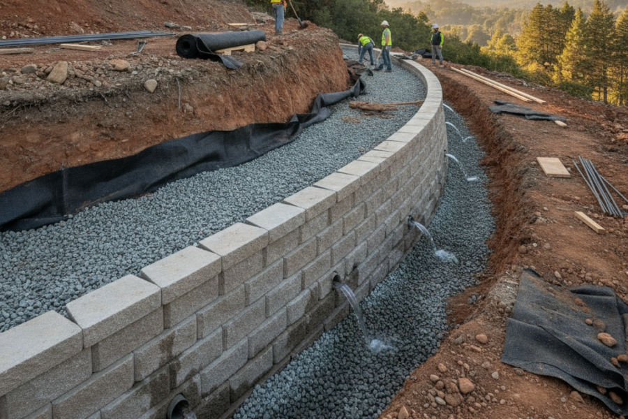 Retaining Wall Drainage in Woodside: Why What’s Behind the Wall Matters as Much as the Wall Itself