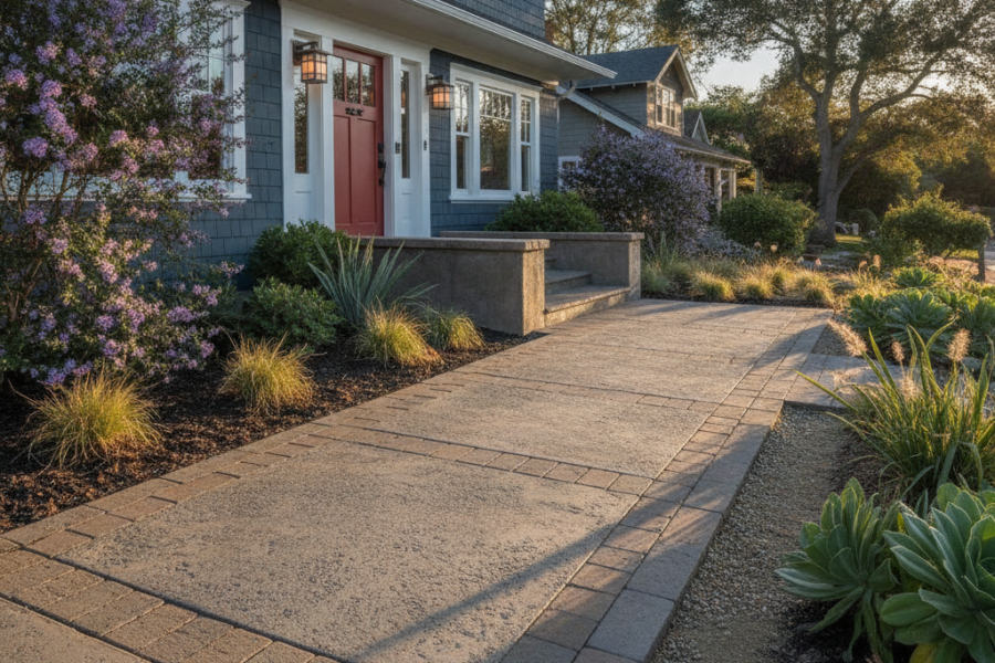 Concrete Entryway and Front Walkway Design in San Mateo: How to Choose the Right Finish for Your Home’s First Impression